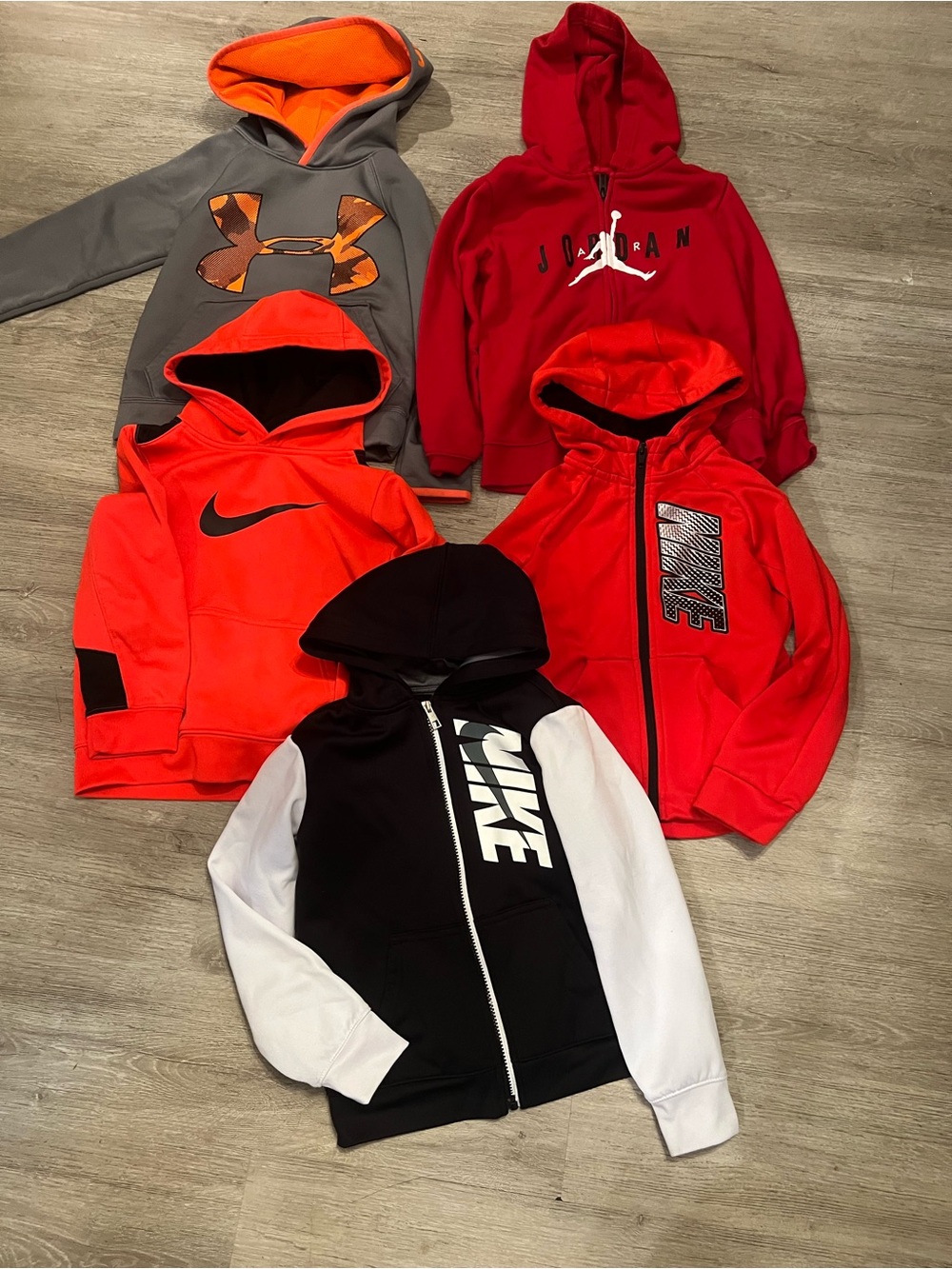 Nike Kids Black & White Zip Hoodie with Red & Orange Hoodies - 5-Pack